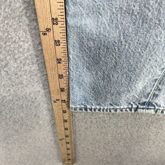 American Eagle Mom Jeans Wmns 6R Blue Stonewash Faded Distressed Whiskered Rips - Picture 4 of 13